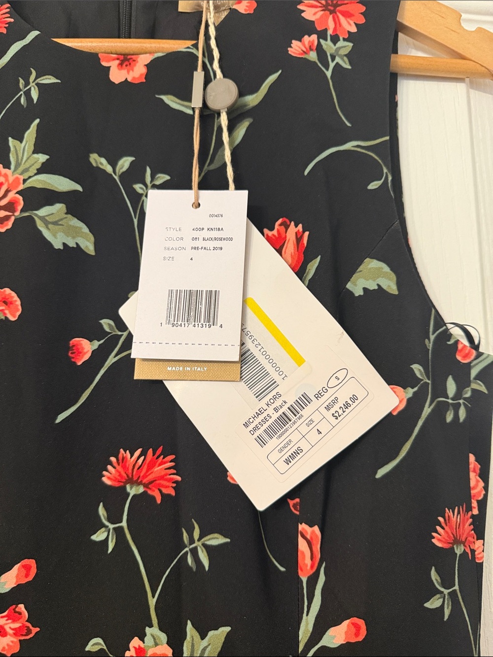 Michael Kors Black Midi Dress with Red Floral Print - Picture 4 of 6